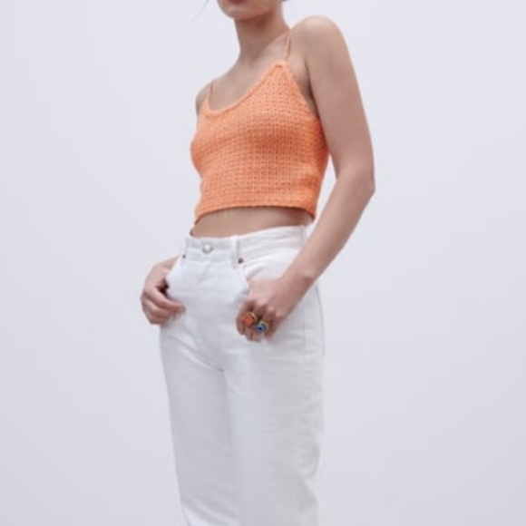 Zara Tops Zara Orange Knit Cami Crop Top Poshmark